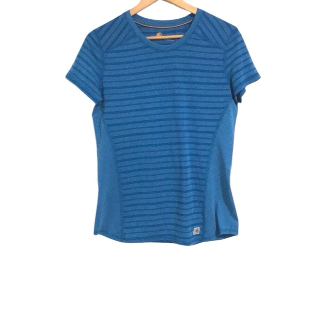 Carhartt force blue striped crew neck short sleeve shirt size Small